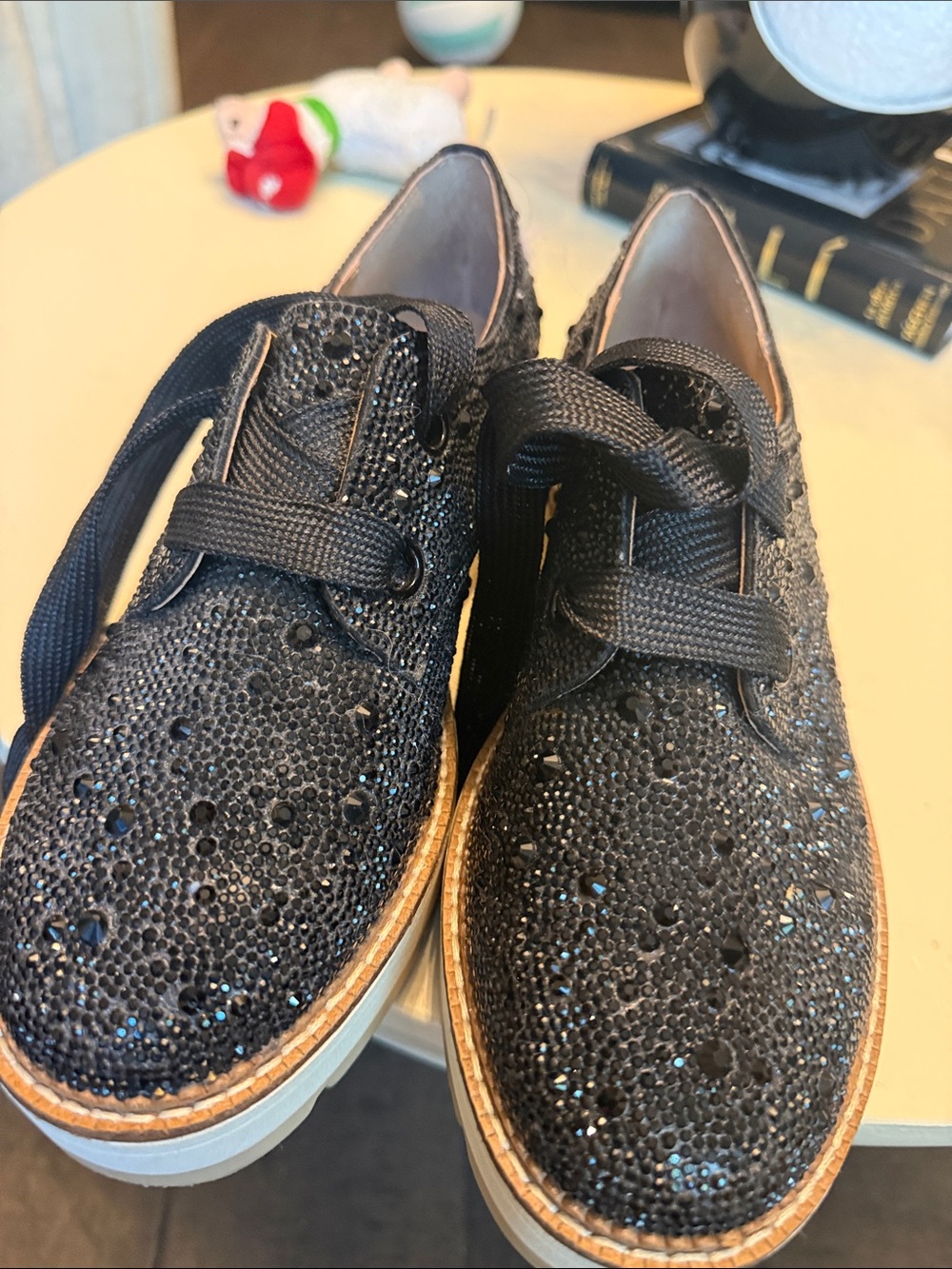 Gianni Bini Black Glitter Embellished Kids Shoes